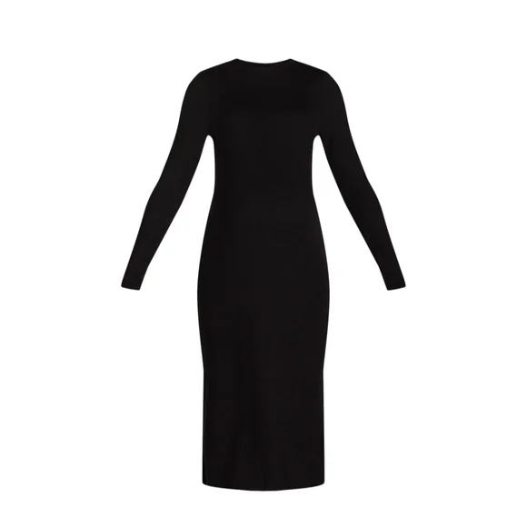 Time and Tru | Dresses | Time And Tru Womens Size M 8 Maternity Ribbed Dress  Black Soot Long Sleeve | Poshmark